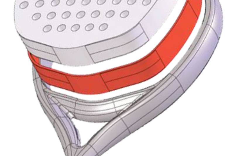 3D model of a padel racket with detailed parts