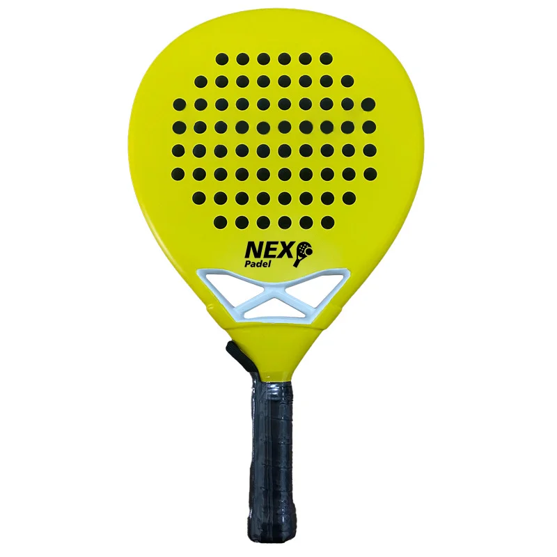 Yellow NEX Padel racket with perforated surface