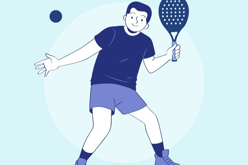 Cartoon Padel Player Cartoon-style padel player preparing to hit ball