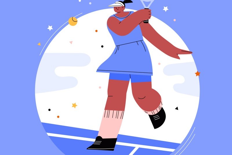 Female Athlete Illustration Illustration of female athlete swinging racket on court