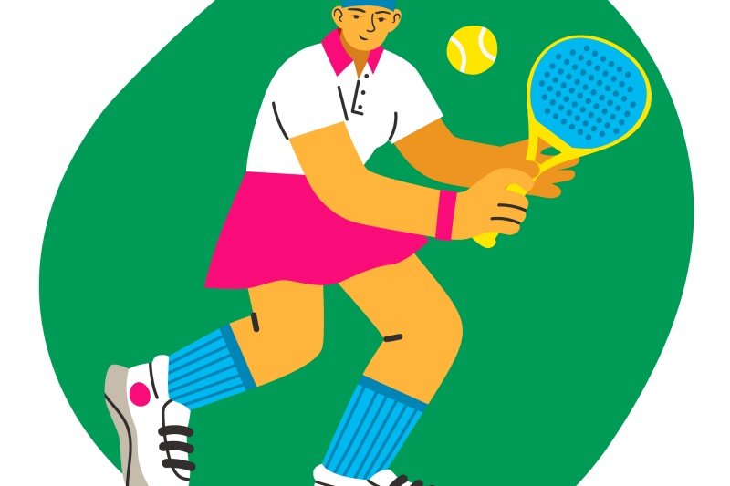 Focused Padel Player Female padel player ready to return ball