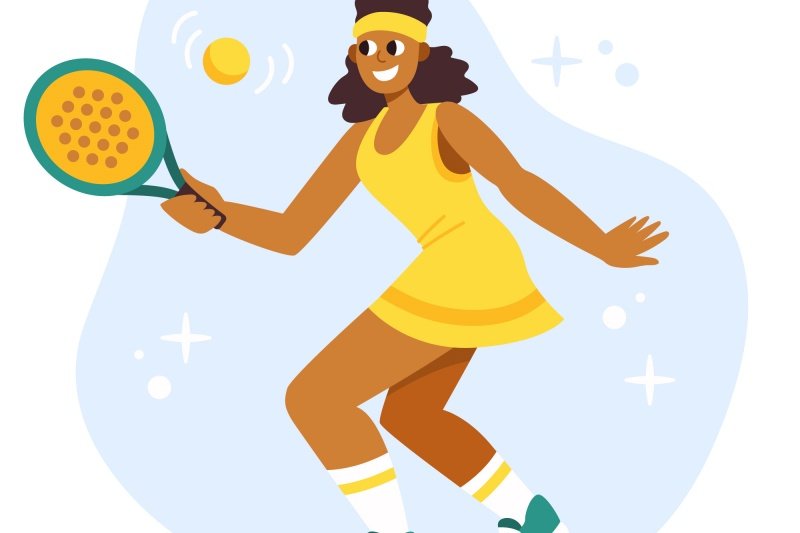 Happy Padel Player Smiling female padel player swinging racket