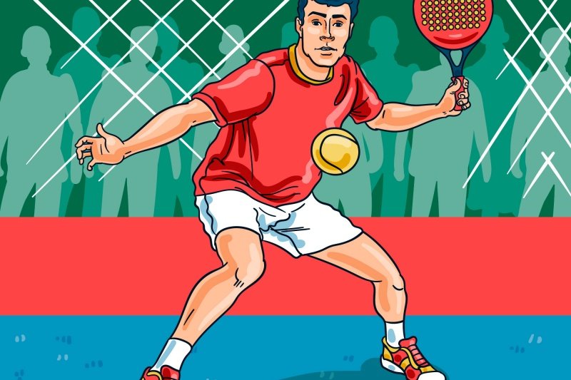 Padel Volley Preparation Male padel player preparing volley shot