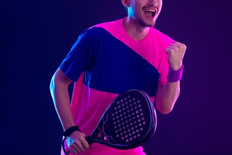 Padel victory celebration Excited padel player celebrating a victory