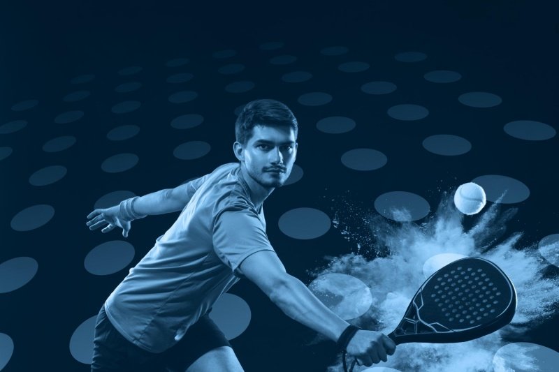 Powerful padel shot Dynamic padel player hitting the ball with intensity