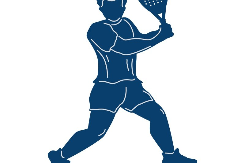 Padel Player Illustration Blue vector silhouette of padel player in action pose