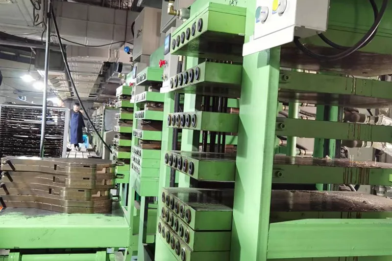 Padel Racket Production padel racket manufacturing factory with green hydraulic press machines