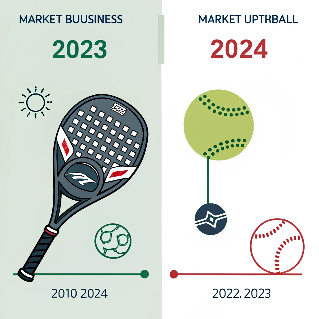 Minimal flat illustration comparing padel and pickleball equipment market trends