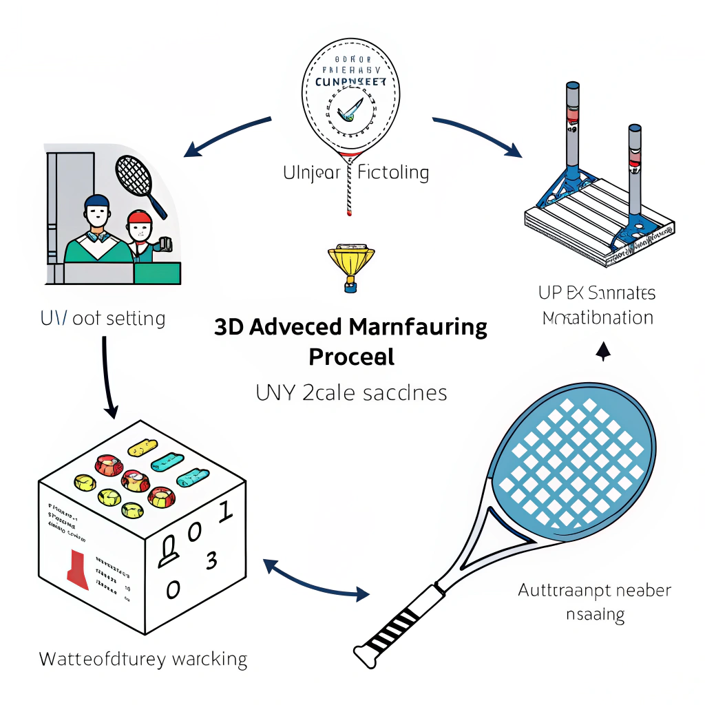 Simplified illustration highlighting the advanced manufacturing process of padel rackets