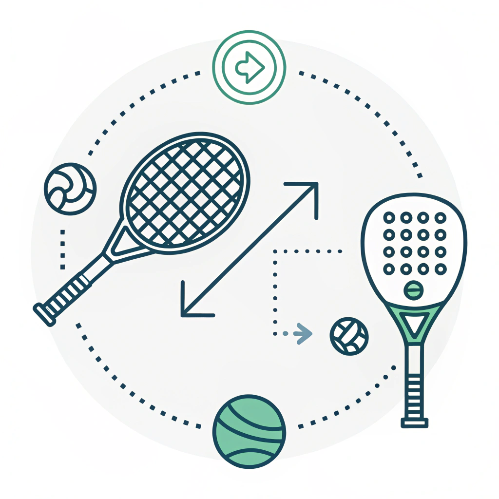 Minimalist flat illustration depicting strategic decision-making in sports equipment selection