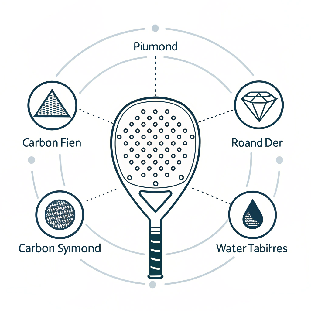 2D minimalist padel racket illustration highlighting performance and customization
