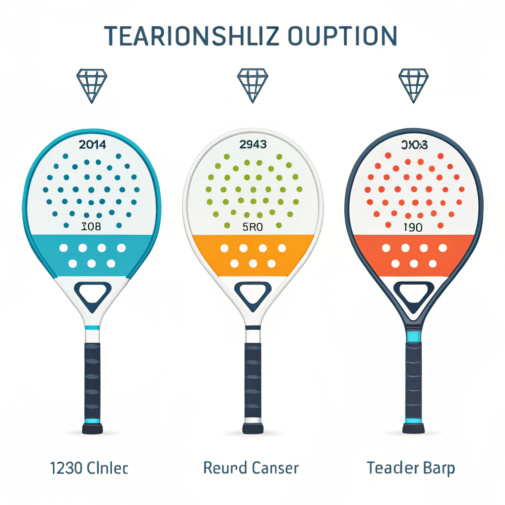 Flat design inked illustration of customizable padel racket shapes