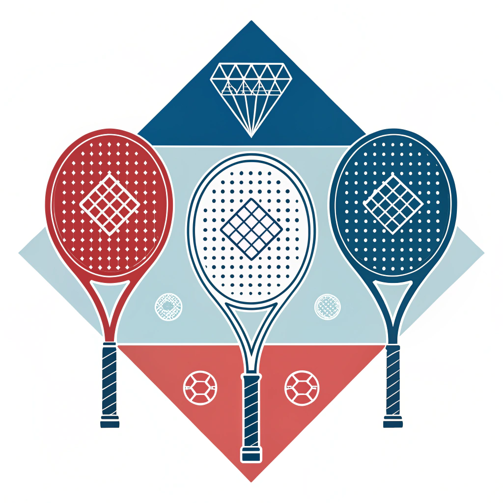 Flat illustration of three padel racket styles showcasing design diversity.