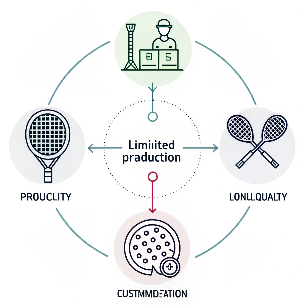 Minimalistic illustration of padel procurement challenges with abstract icons