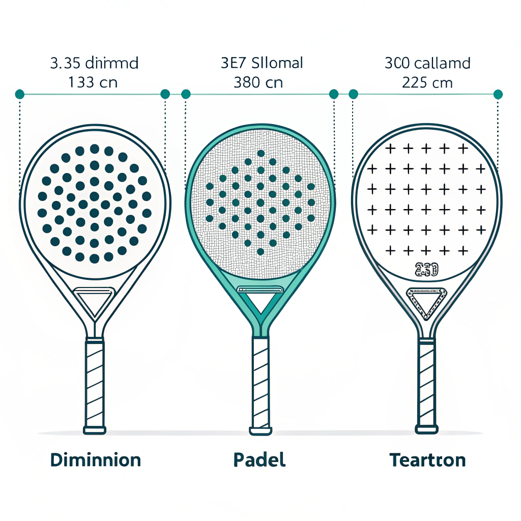 Minimalist illustration of three padel racket shapes: diamond, round, and teardrop.