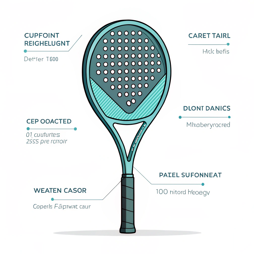 Minimalist flat illustration of a carbon fiber junior padel racquet