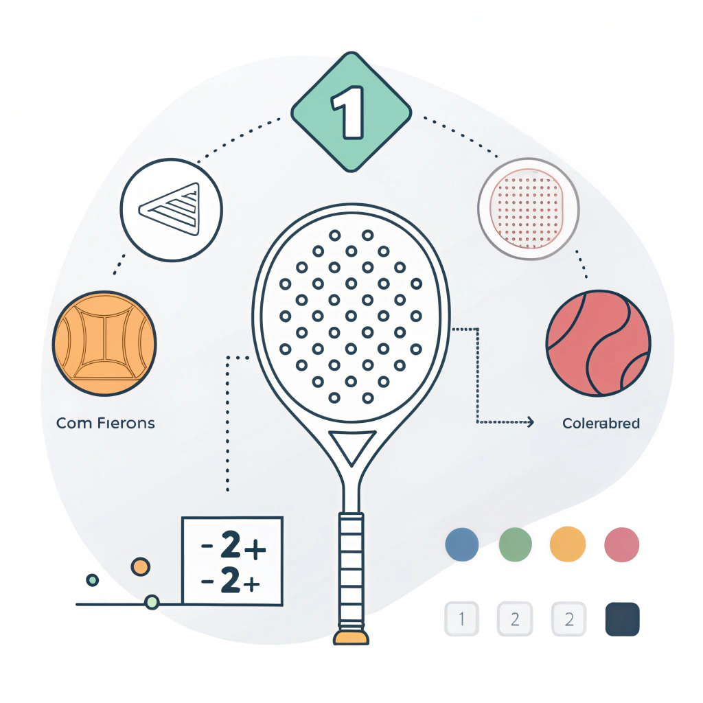 Minimal illustration featuring abstract icons for padel racket customization in flat design