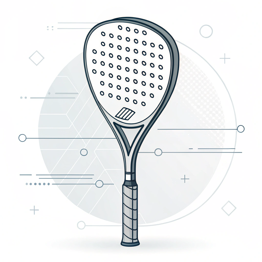 Minimal flat art of a carbon fiber padel racquet for young players