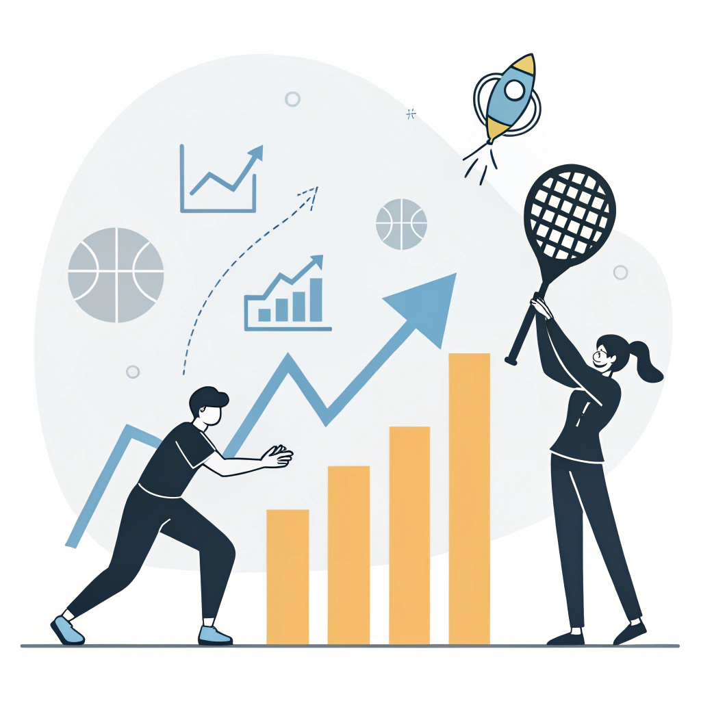 Minimal vector illustration of business success in padel equipment market