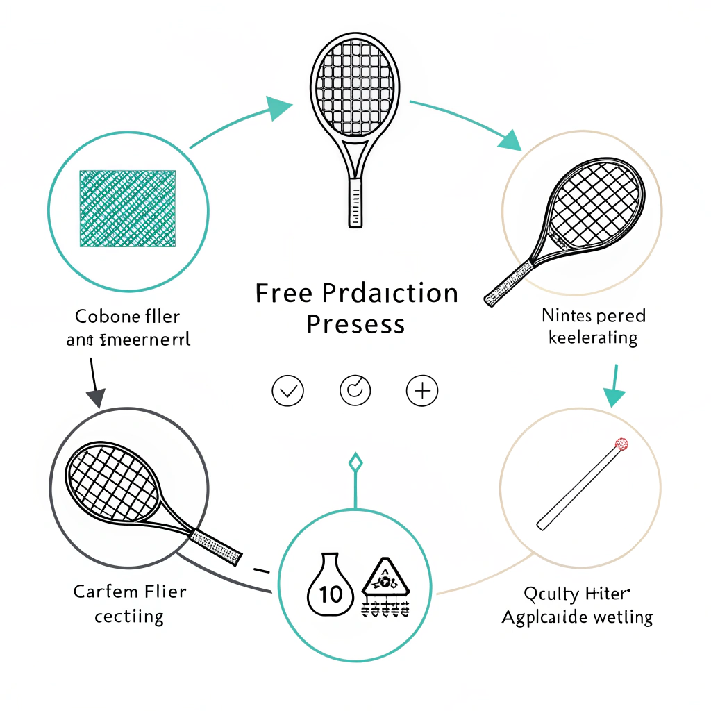 Minimal 2D illustration of carbon fiber production process with abstract stages