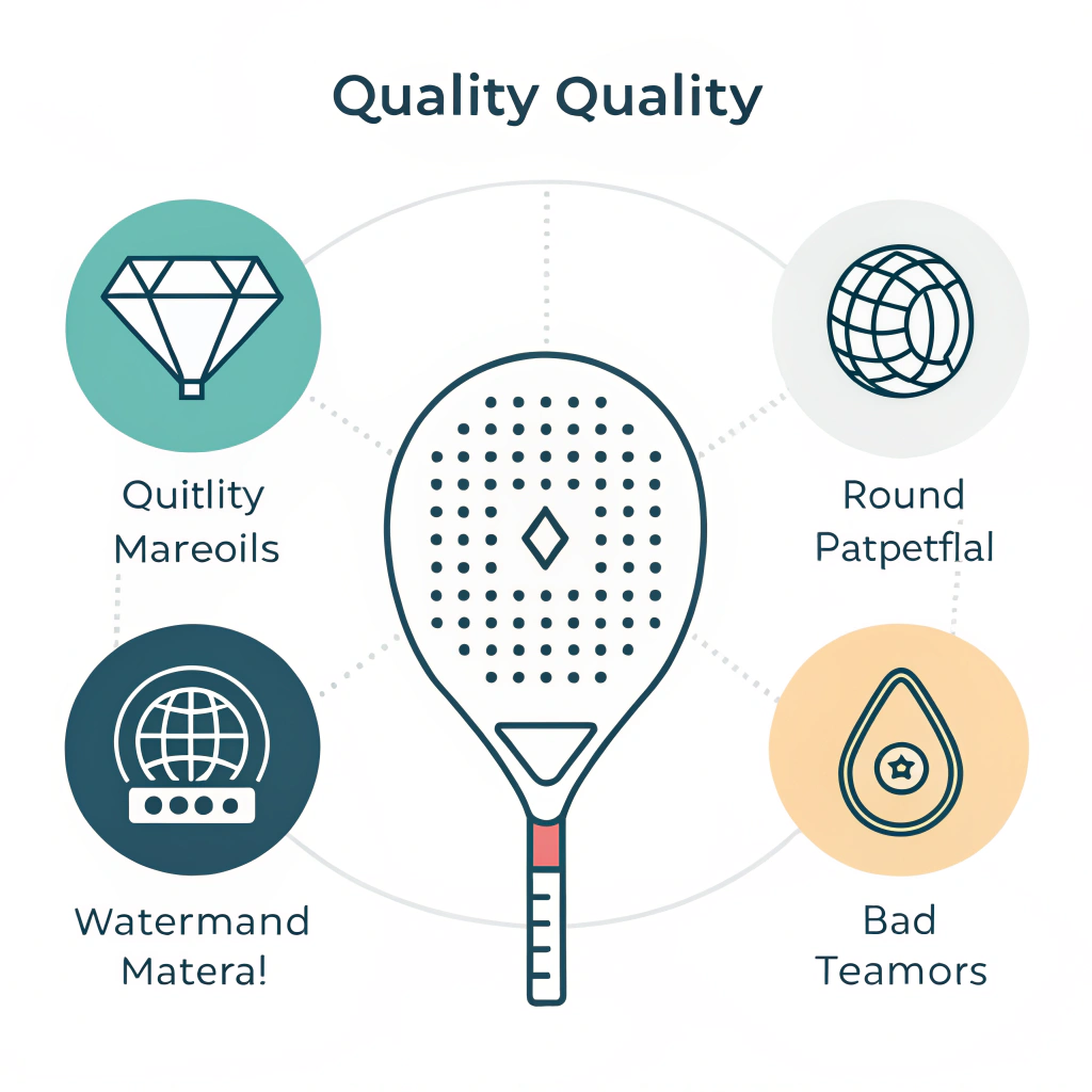 A minimal illustration of padel rackets in various shapes highlighting quality and customization options.