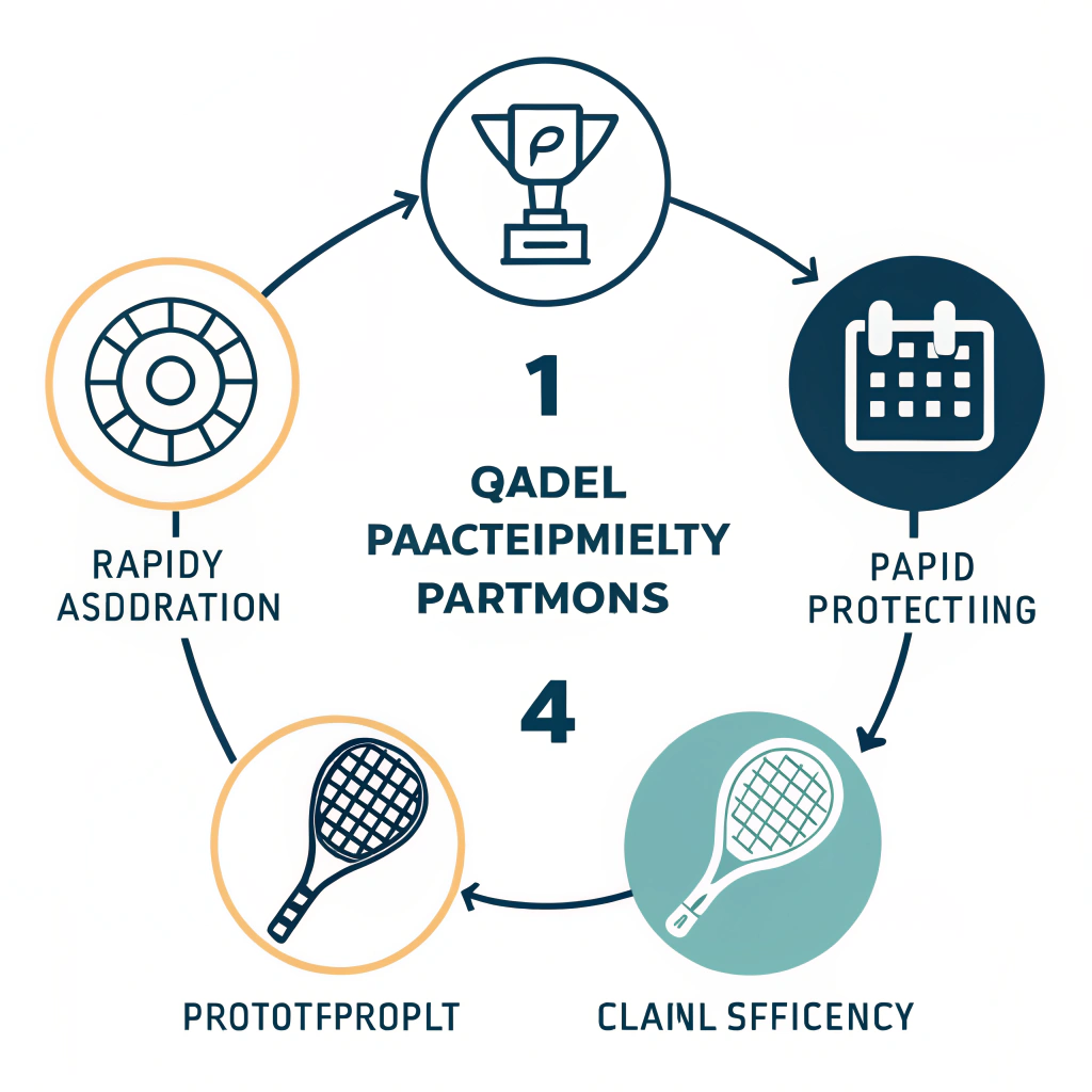 Minimalistic illustration representing strategic partnership and efficient production in padel equipment