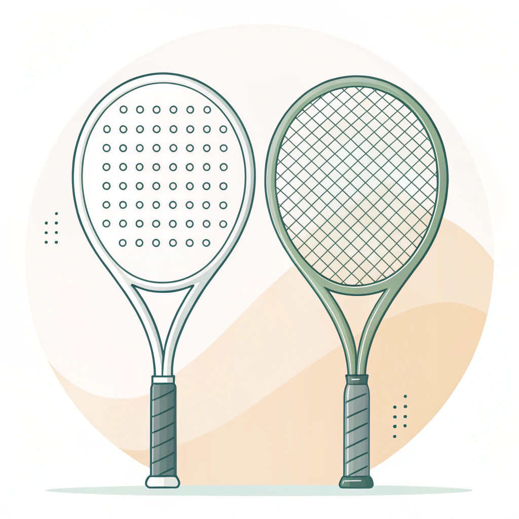 Simple 2D illustration comparing fiberglass and carbon fiber padel rackets