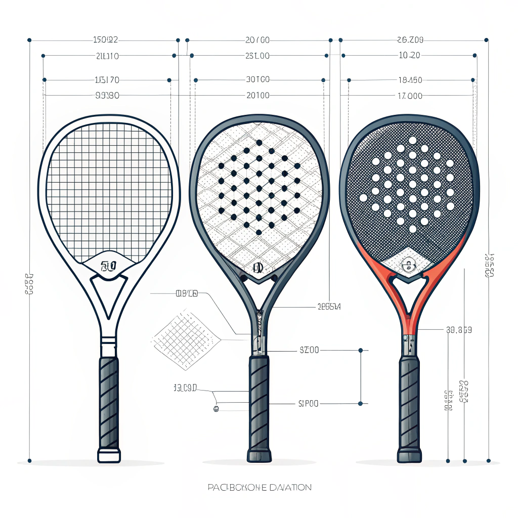 Minimalist digital illustration of high performance padel racket design