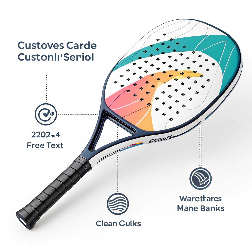 2D minimalist depiction of a customizable padel racket with modern design elements