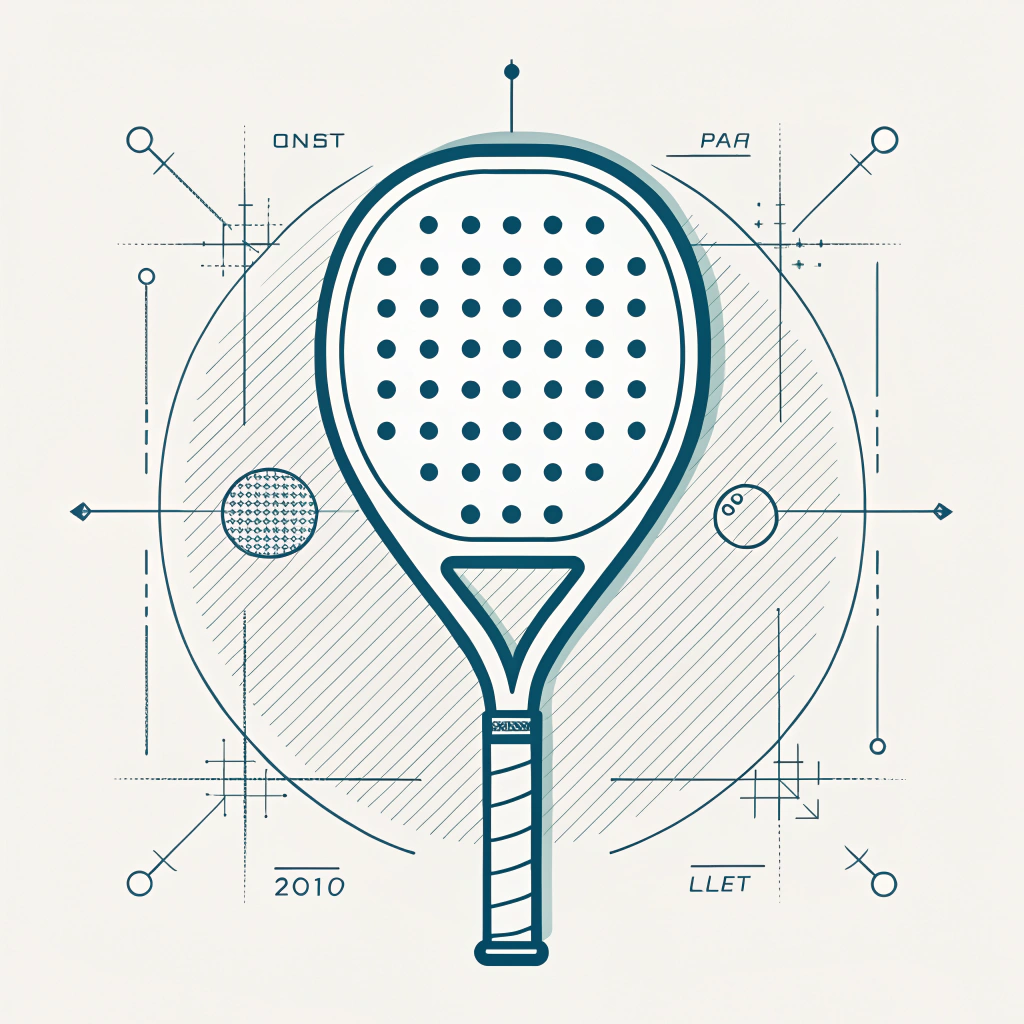 "Minimal illustration of a stylized padel racket emphasizing design precision and control."