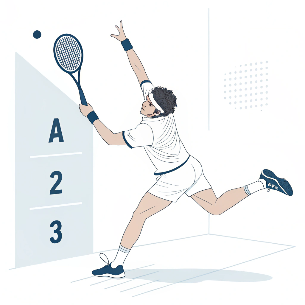 Minimal 2D illustration of a padel player executing a dynamic lob with elegant simplicity.