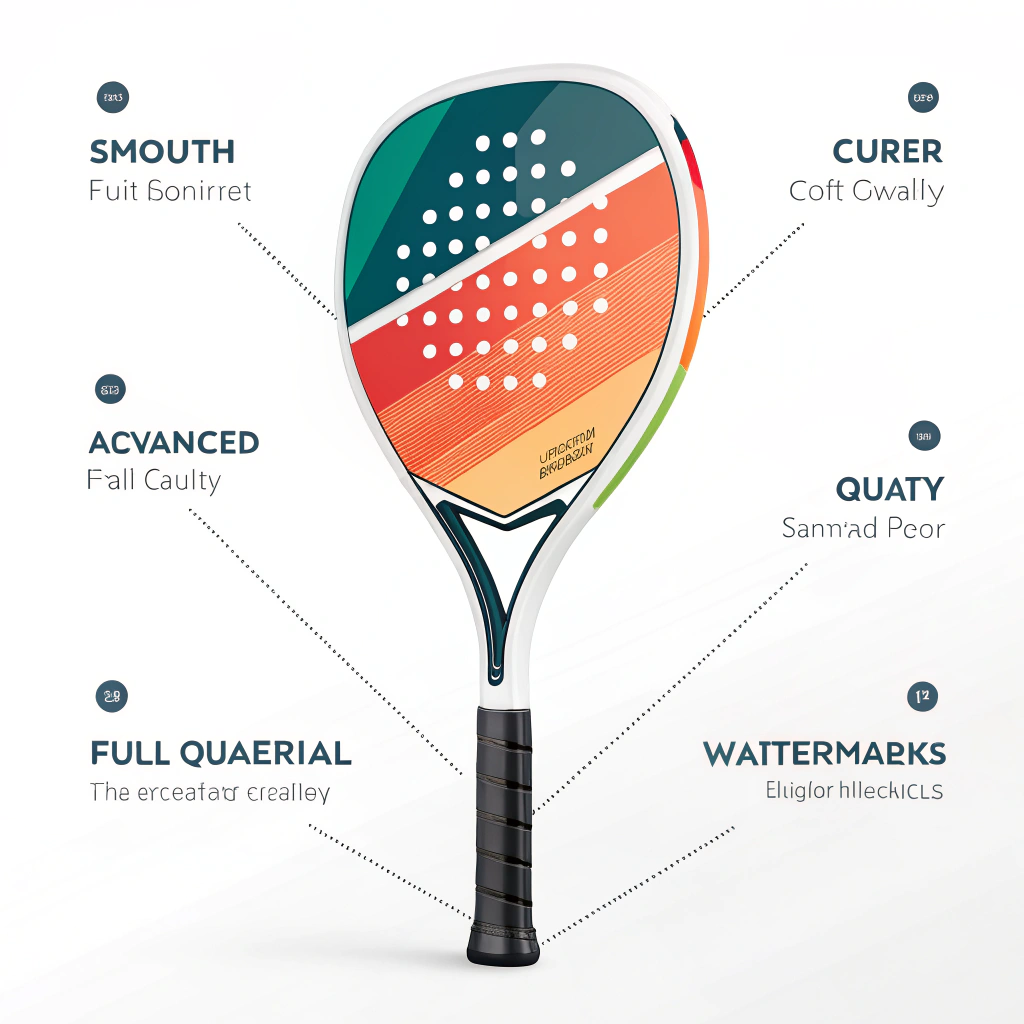 Minimalistic padel racket illustration with vibrant colors and modern design.