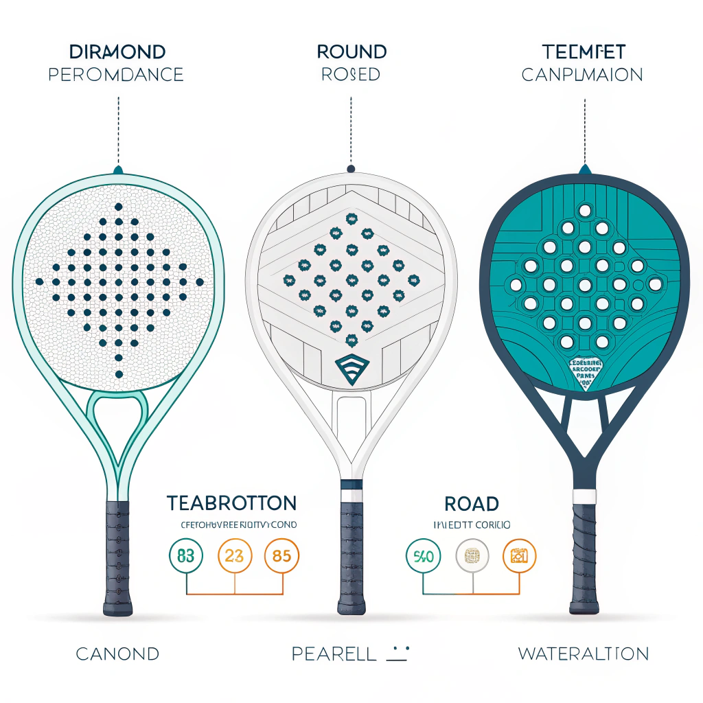 2D minimalist flat illustration of padel rackets with robotic production elements and advanced design details