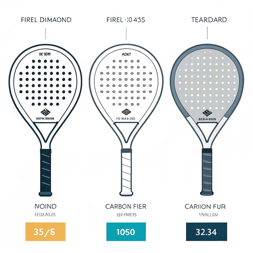 Simplified illustration of three padel paddle shapes in a clear infographic style