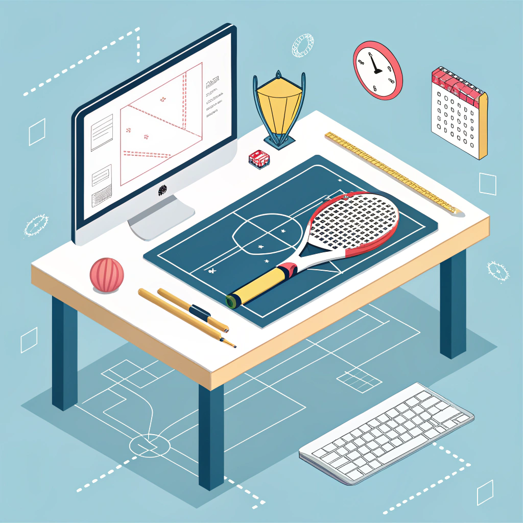 Minimal 2D illustration of padel racket prototype design using digital tools