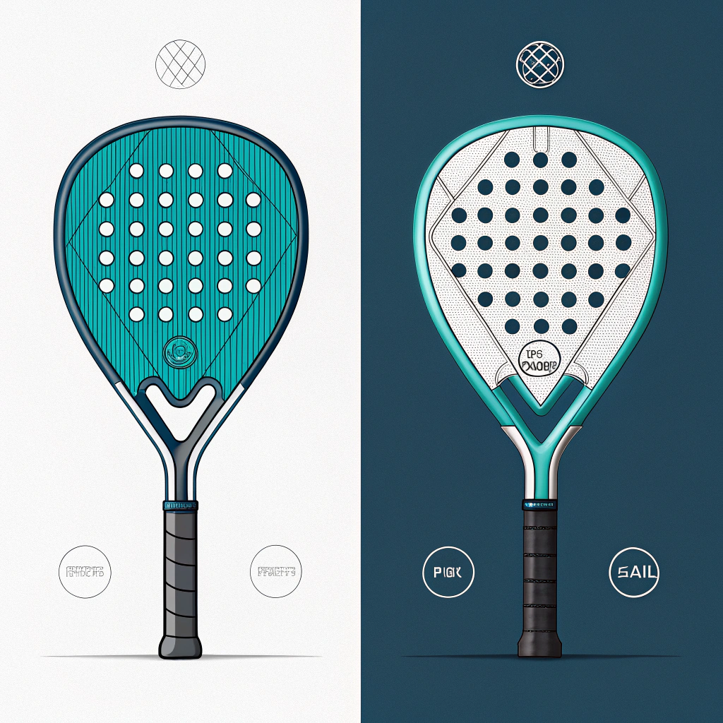 "Minimalist split view of teardrop and diamond padel racket designs."