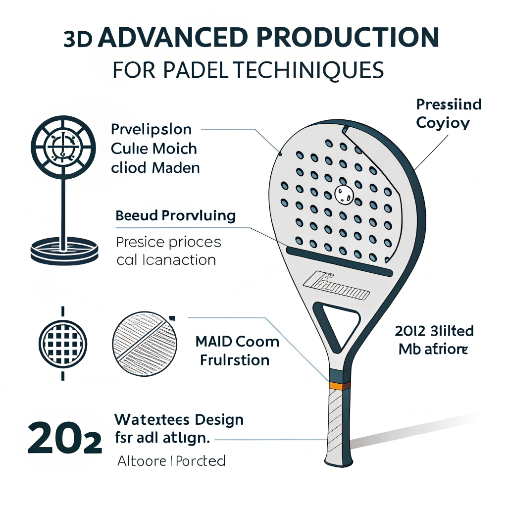 Clean, minimalist illustration of advanced padel equipment manufacturing and precision molding.