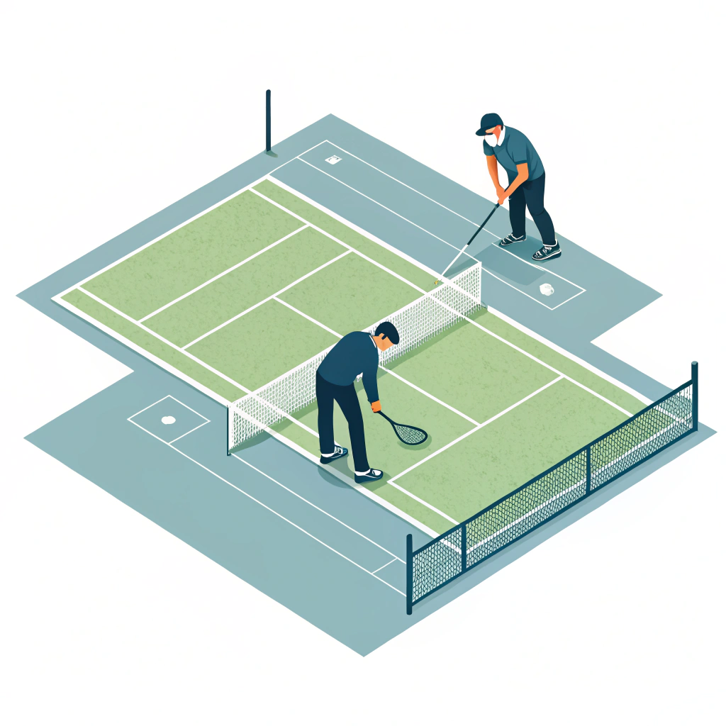 Minimal illustration of artificial turf installation on a padel court