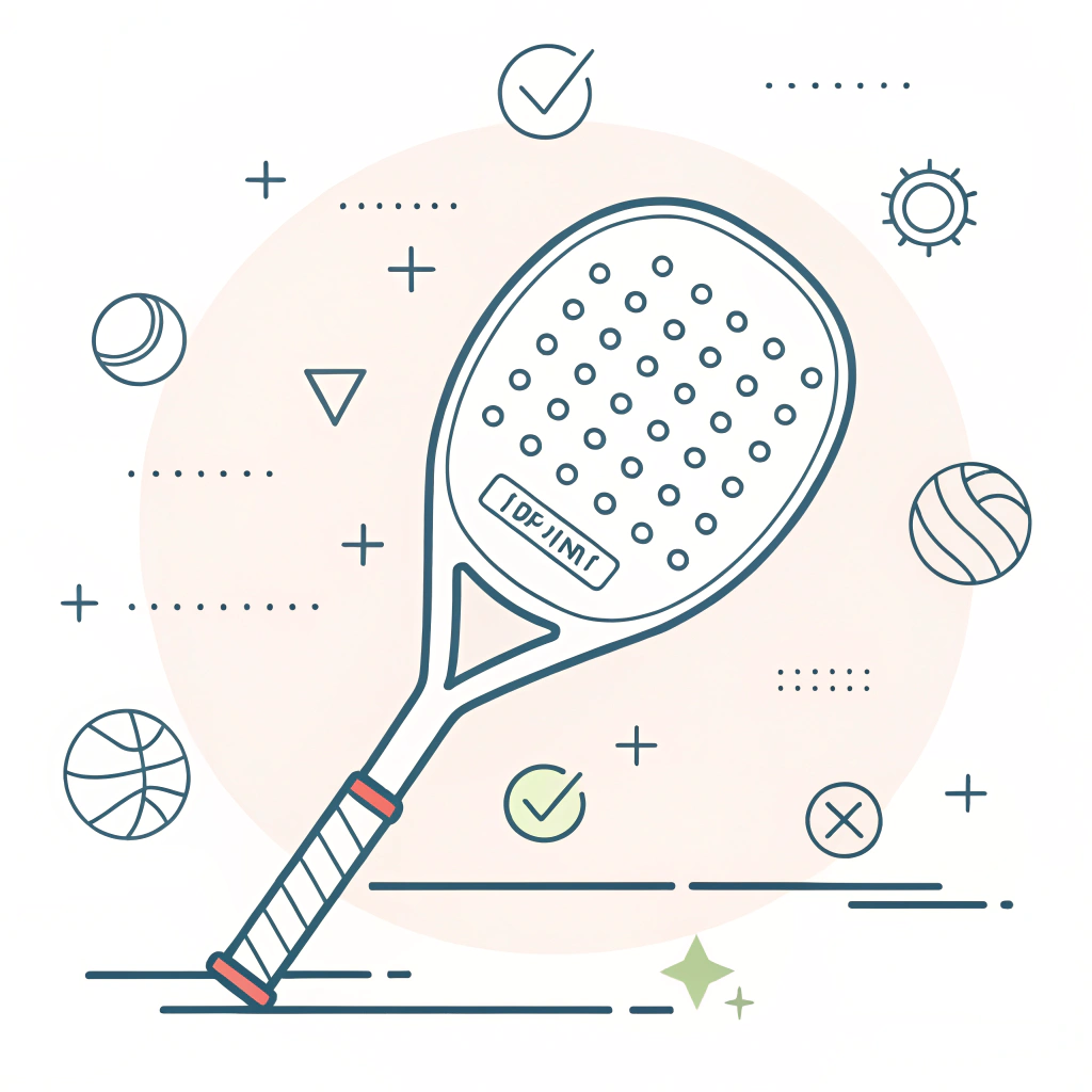 2D illustration of a sturdy padel racket symbolizing quality and durability