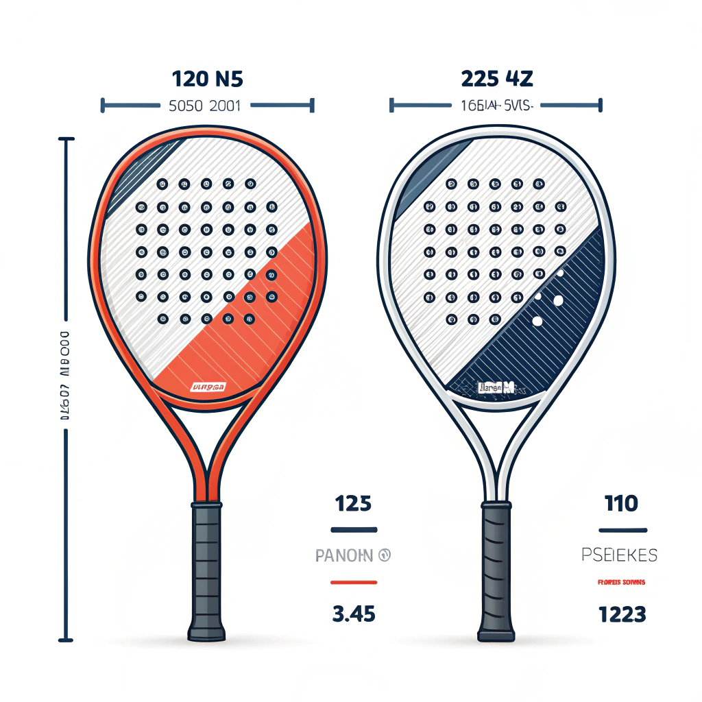 "Minimalist illustration comparing modern and traditional padel racket designs with flat vector style."