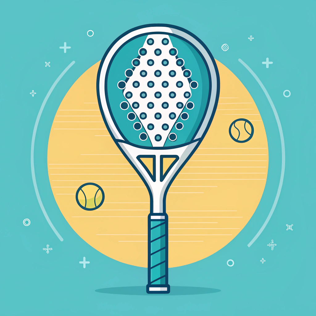 Minimal flat design of a modern padel racket with abstract material and production elements