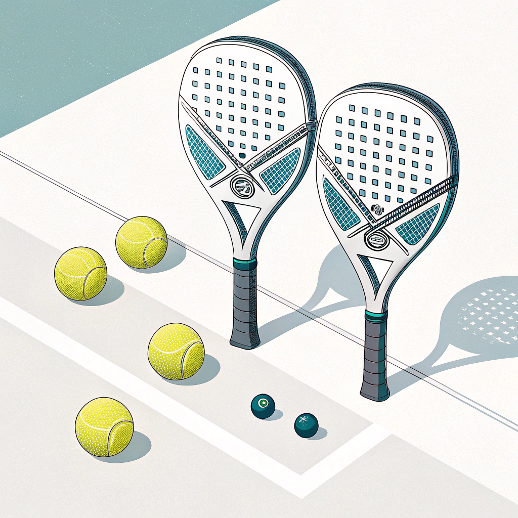 Minimal digital illustration showcasing futuristic padel equipment with clean modern style