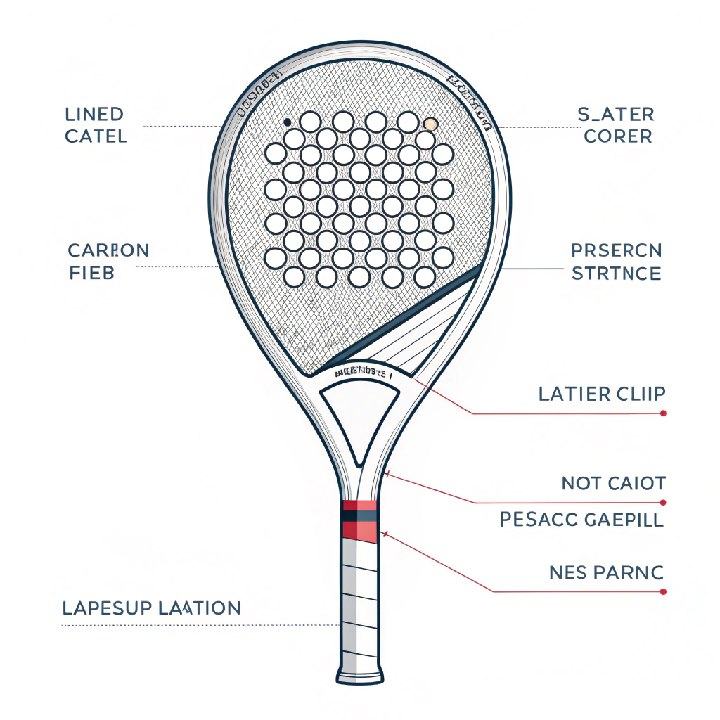 Minimal illustration depicting the layered structure of 3K carbon fiber in a padel racket