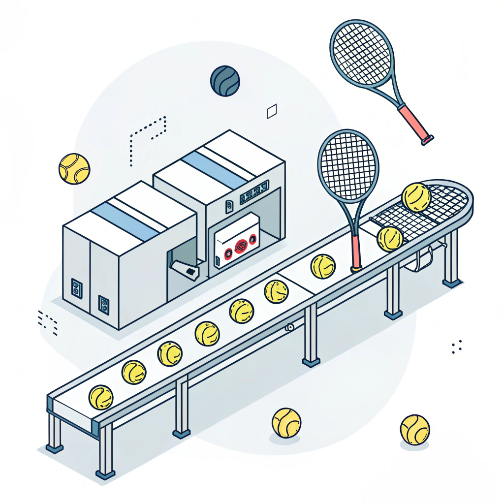 "Clean 2D illustration highlighting innovative production techniques and rapid prototyping in padel equipment."