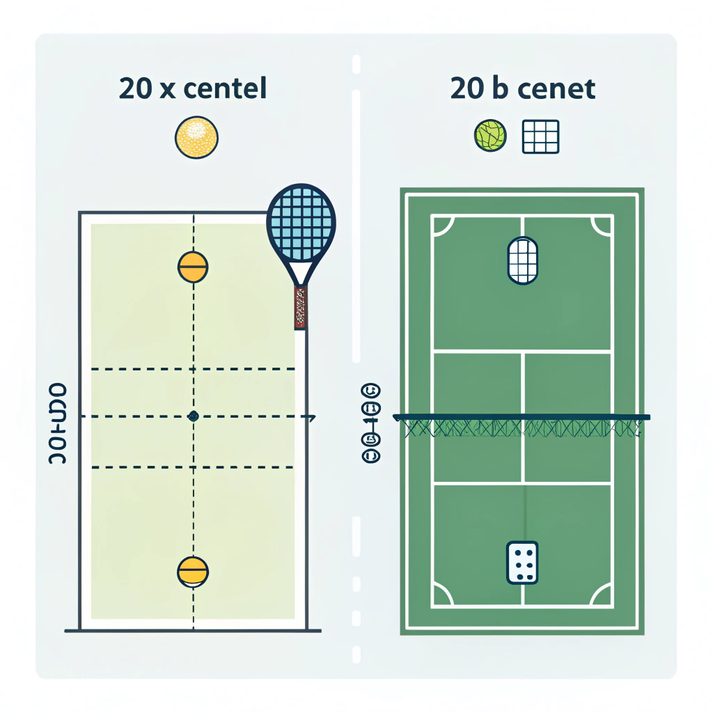 Simple flat design comparing pickleball and paddle tennis court setups
