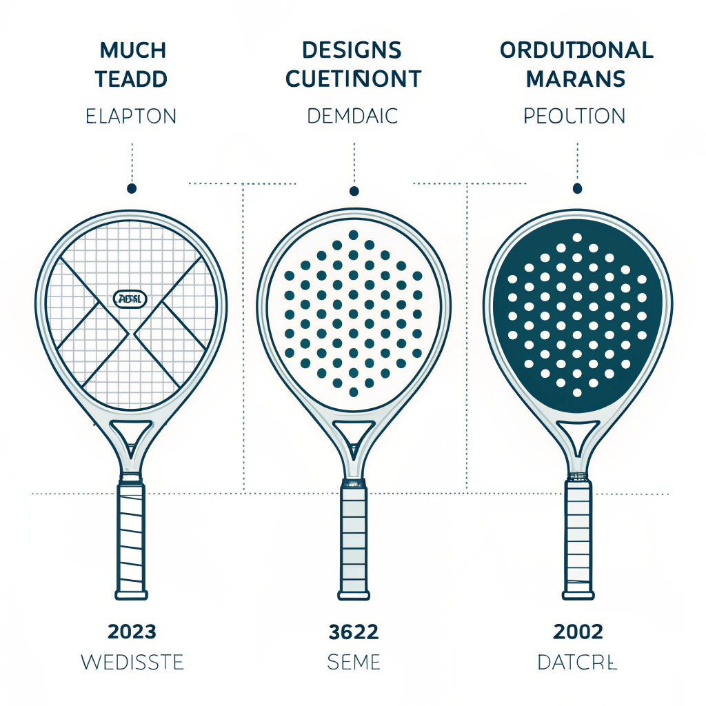 2D flat illustration showing various padel racket shapes and customizable design elements