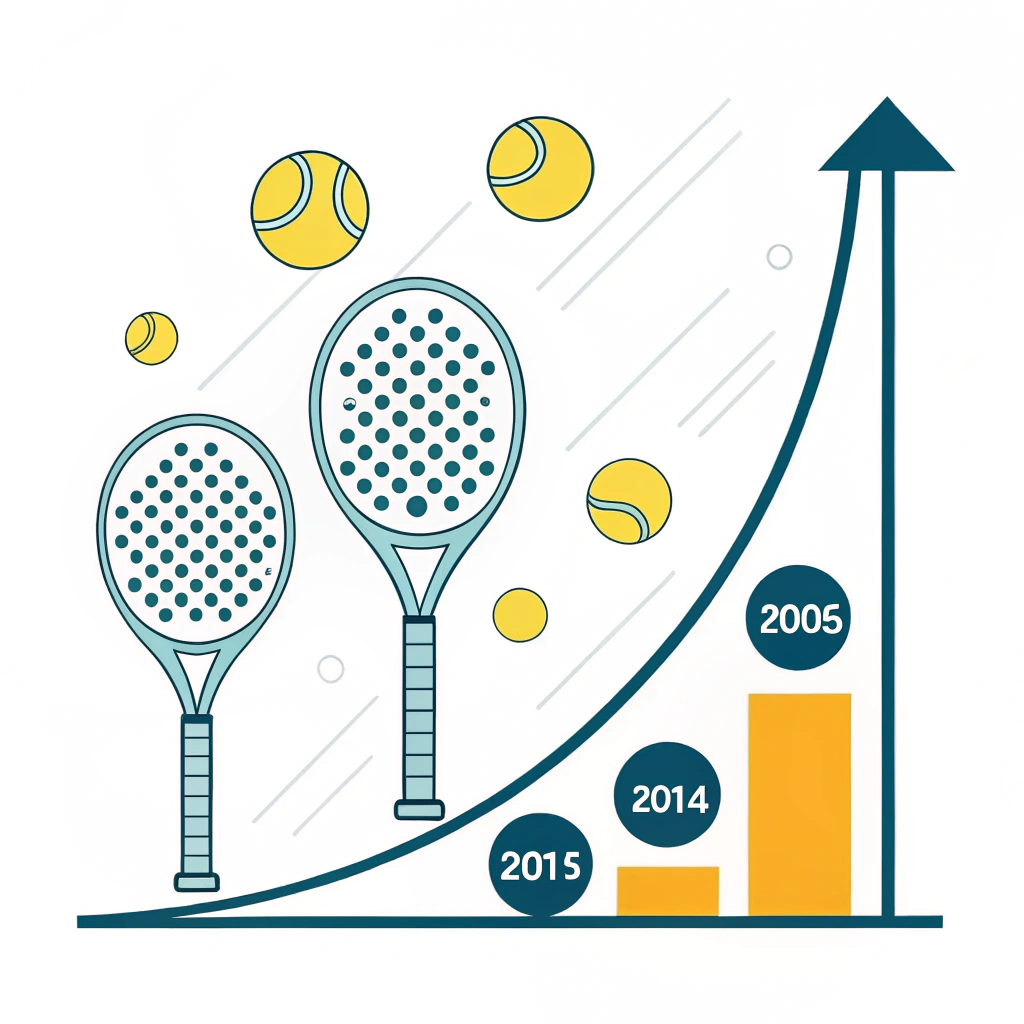 "Simplified 2D illustration showcasing padel rackets and balls reflecting market growth and innovation."