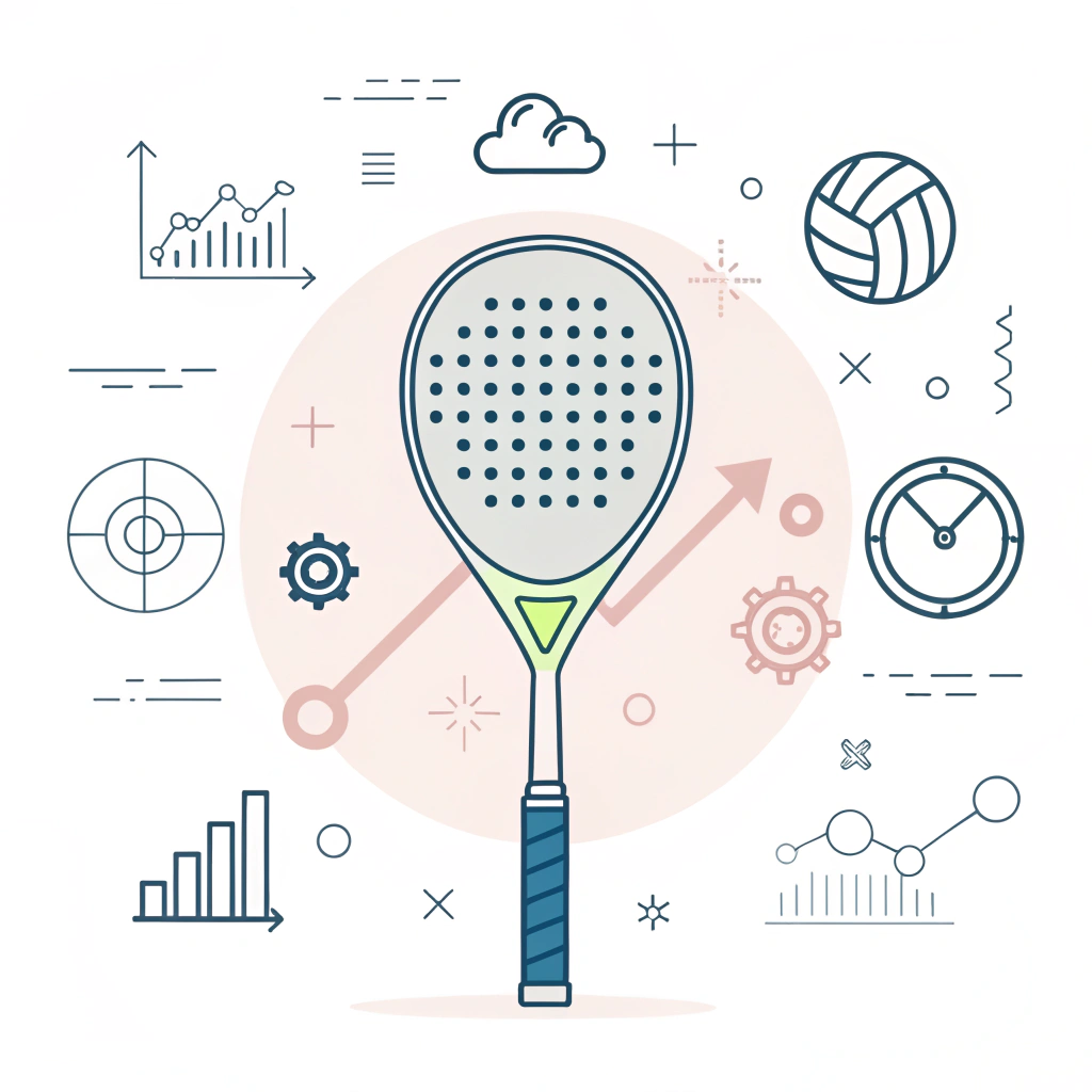 Minimalistic 2D design of custom padel rackets emphasizing bespoke customization and innovation.