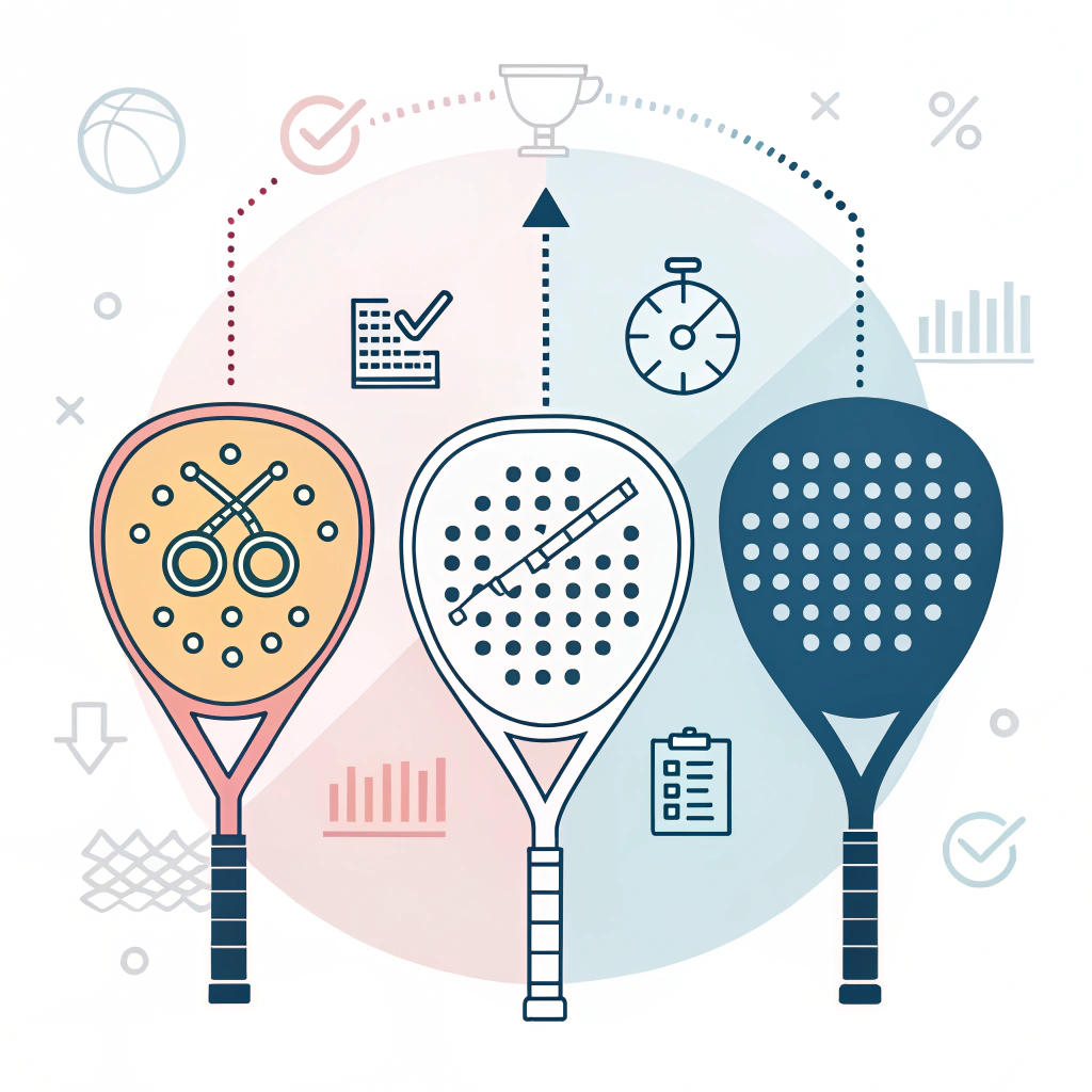 Abstract infographic illustration highlighting padel racket technical details in minimal vector style