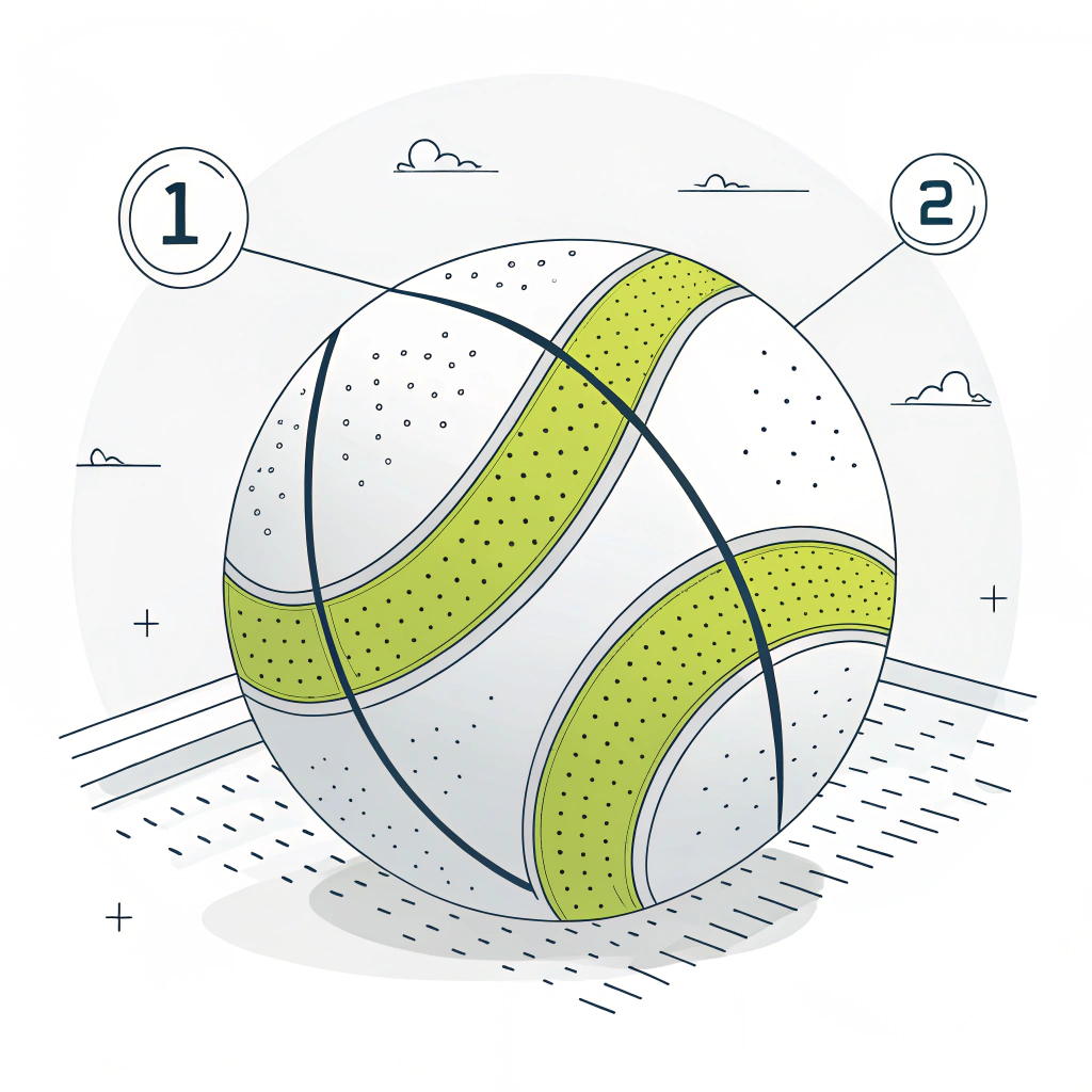 Minimalist illustration of a custom padel ball with unique design elements and sporty style.